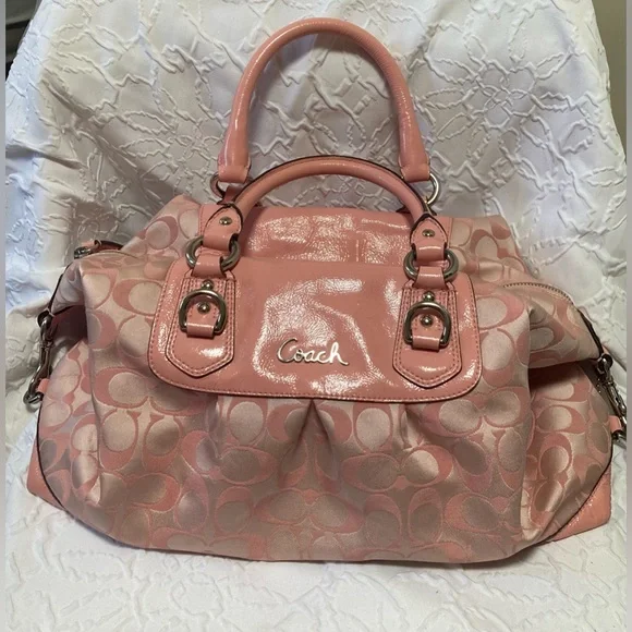 Coach | Bags | Coach Ashley Peony Pink Signature C Jacquard